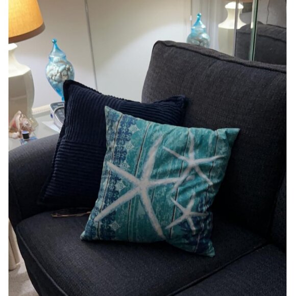 Beach Pillow Covers 2 Soft Cases Set Cottage Decor Coastal Nautical Decoration - Picture 6 of 7